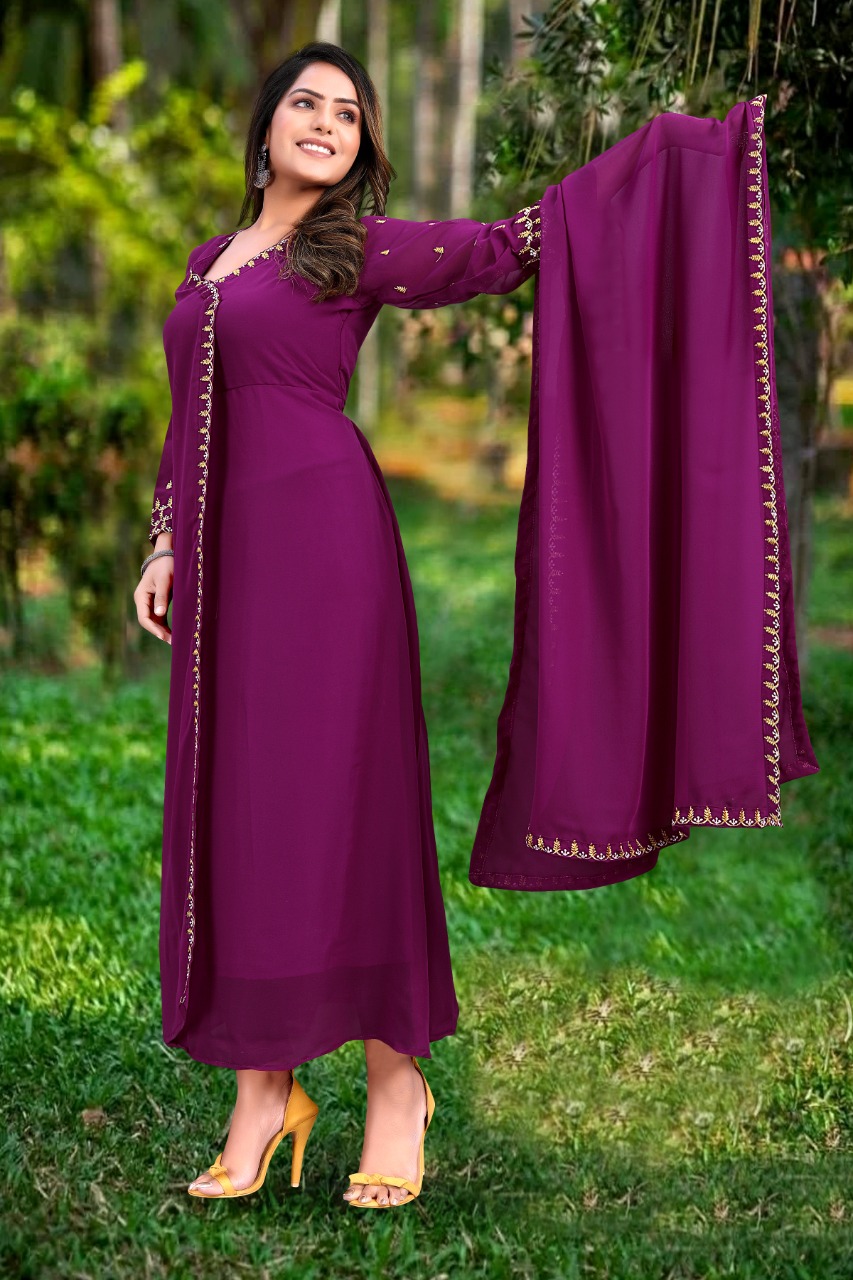 Anarkali Kurti Purple Color 